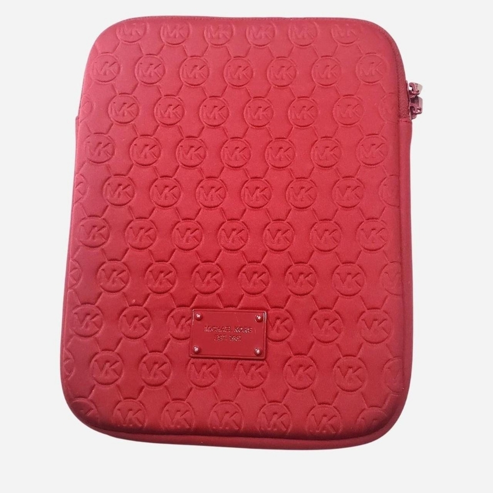 Michael Kors Tablet iPad Travel Case 8" X 10" Red Padded Double Zipped Neoprene